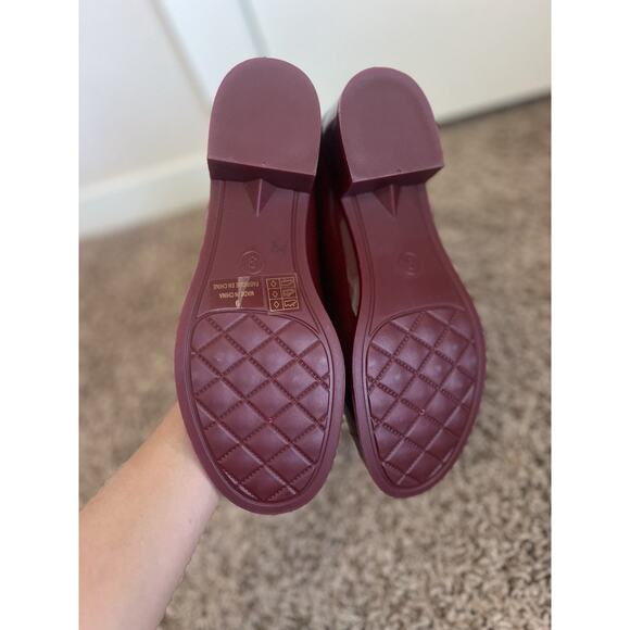 Jeffrey Campbell 9 Glossy Burgundy Rain Boots Women's Tall Rubber Waterproof - Picture 5 of 11